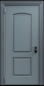 Входная термодверь с металлофиленкой и порошковым напылением RAL 7011 (тип №3)